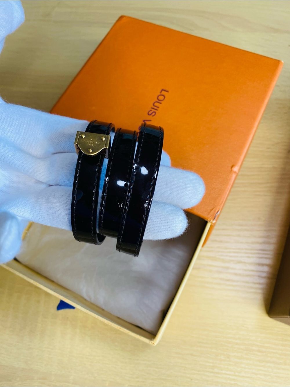 🛍️ Louis Vuitton Authentic Triple Tour Vernis Wrap Bracelet & Box